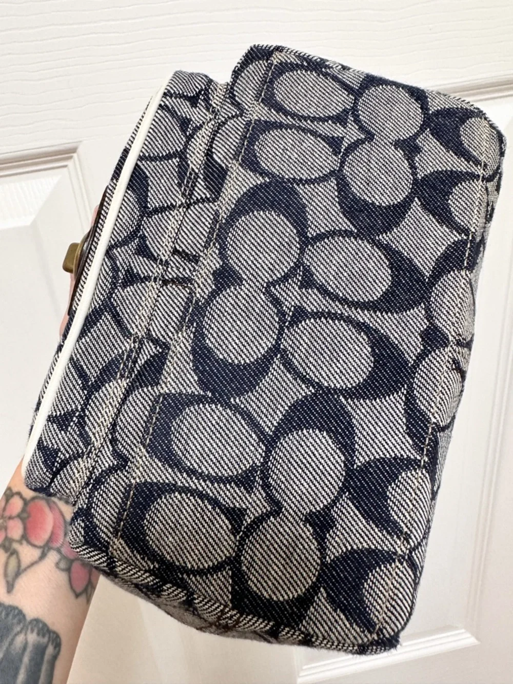 Coach 2006 Legacy Hamptons Mini Shoulder Bag Denim Signature Canvas Rare Y2K